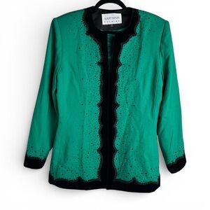 Albert Nipon Teal and Black Evening Jacket